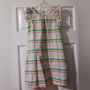 Crown And Ivy Kids Girls 6 Spring Madras Sleeveless Eyelet Trim Dress EUC